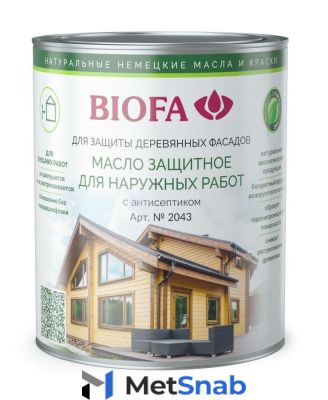 BIOFA 2043 Масло защитное для наружных работ с антисептиком (10 л 4323 Меранти )