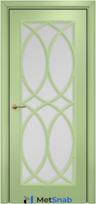 Дверь Оникс Турин с решеткой Тип:Со стеклом Цвет:эмаль фисташка мдф Решетка:Решетка №7