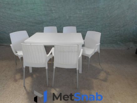 Комплект пластиковой мебели (стол прямоугольный 1200*850 “Флинт” + 6 кресел “Аэро”)