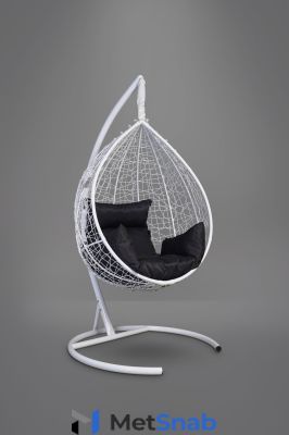 Подвесное кресло-кокон SEVILLA белое + каркас + черная подушка