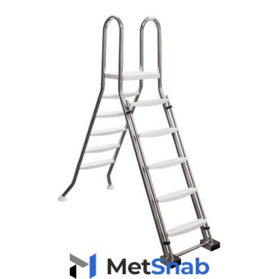 Лестница "Safety ladder" с площадкой, для надземных бассейнов, AISI-304, количество ступеней 2 х 3, высота 1000 мм, двухсторонняя-нет