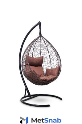 Подвесное кресло-кокон SEVILLA коричневое + каркас + коричневая подушка