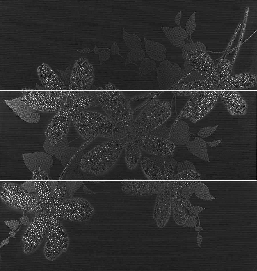 Настенная плитка Porcelanosa Glass Flower Antracita (цена за комплект 3 шт) 94,8x90 P34703801