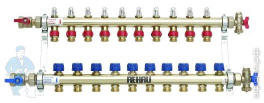 REHAU Коллекторная группа HKV-D RAUTHERM S на 10 выходов, с расходомерами, нерж.сталь