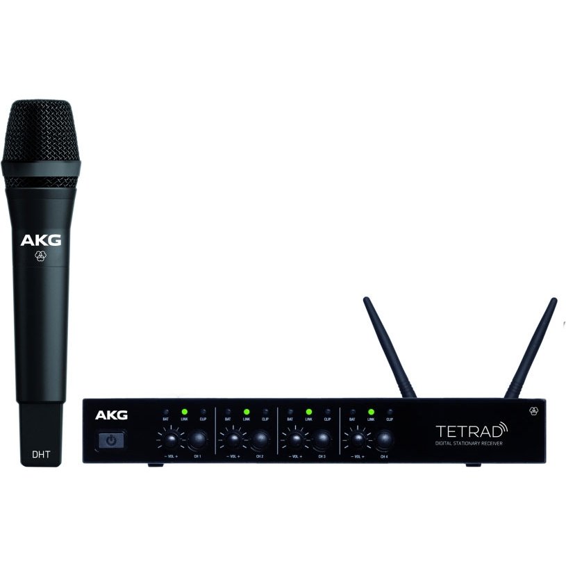 AKG DMS TETRAD Vocal Set D5 цифровая вокальная радиосистема: 1 четырёхканальный приёмник DSR Tetrad, 1 ручной передатчик DHT Tetrad D5 с динамическим капсюлем D5