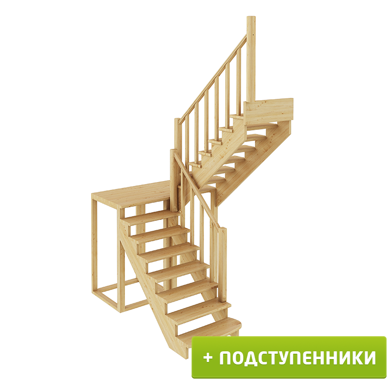 Деревянные лестницы ProfiHobby Лестница К-004м/1 П с подступенками сосна (7 уп)
