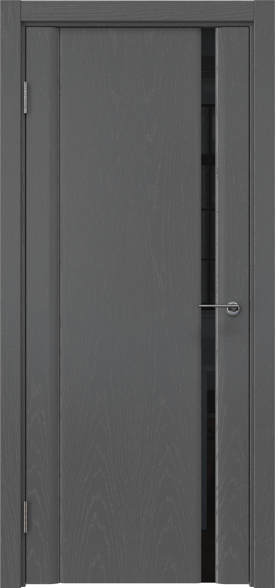 Комплект двери с коробкой GM015 (шпон ясень серый, стекло триплекс черный)