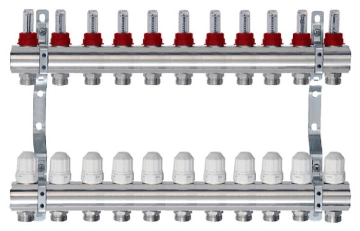 Коллекторная группа Tim (KD011) 1quot; ВР, 11 отводов 3/4quot;, расходомер