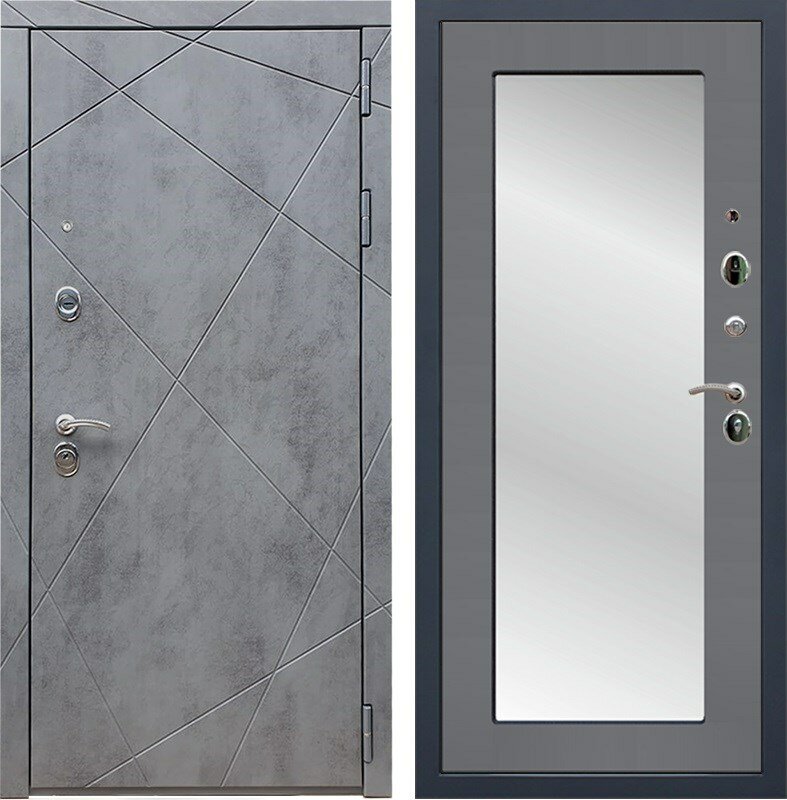 Входная дверь Армада 13 с Зеркалом Пастораль (Бетон тёмный / Графит софт)