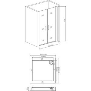 Душевая дверь Good Door Pandora 90 прозрачная, хром (Pandora SD 90*90)