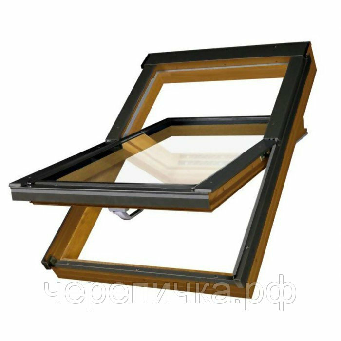 Мансардное окно Fakro PTP-V/GO U3 PROFI ПВХ quot;золотой дубquot; с вентклапаном (55*98)