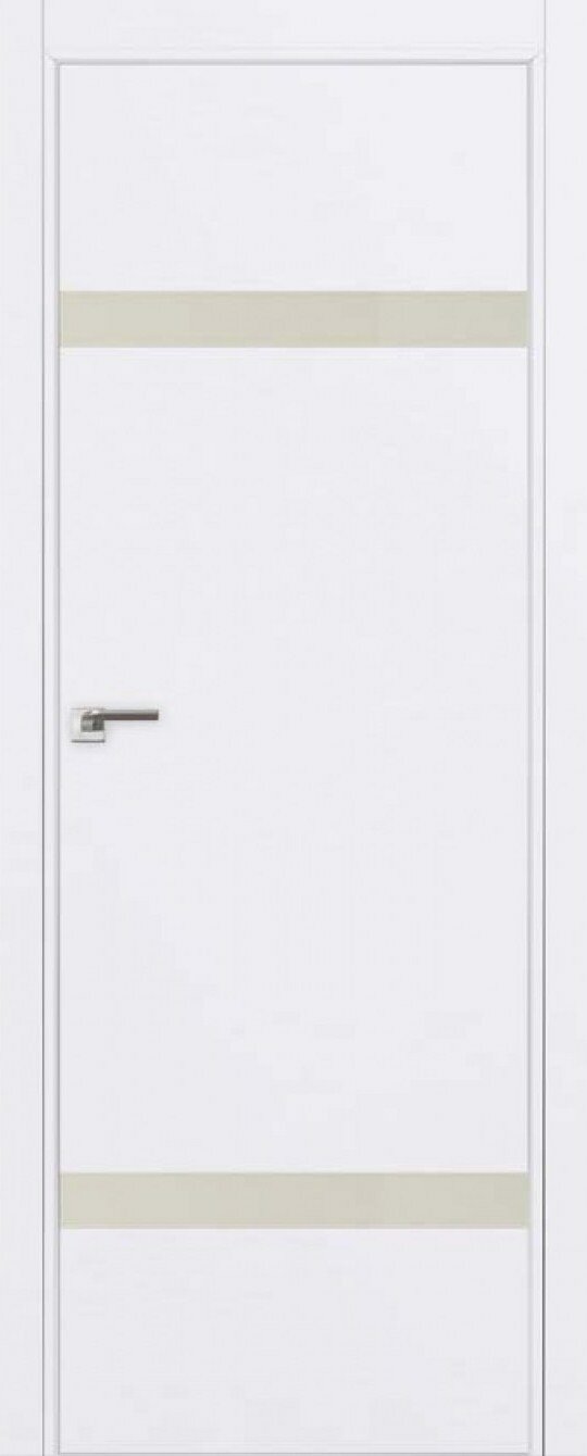 Двери ProfilDoors Серия Е модель 3Е Цвет:Аляска Остекление:Перламутровый лак Тип:кромка хромированный алюминий с 2х сторон