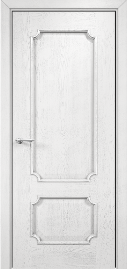 Дверь Оникс модель Палермо Цвет:эмаль белая с патиной серебро Остекление:Без стекла