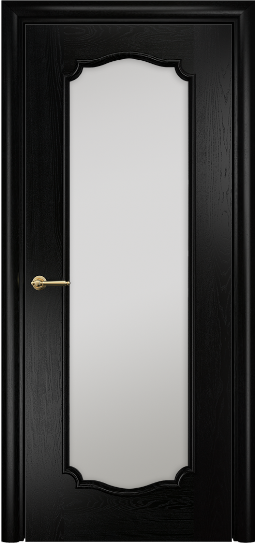 Дверь Оникс модель Венеция 2 Цвет:Эмаль черная по ясеню Остекление:Сатинат белый
