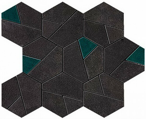 Керамическая мозаика Atlas Concorde Мозаика Керамогранит BOOST Tarmac Mosaico Hex Jade 25х28,5 (м2)