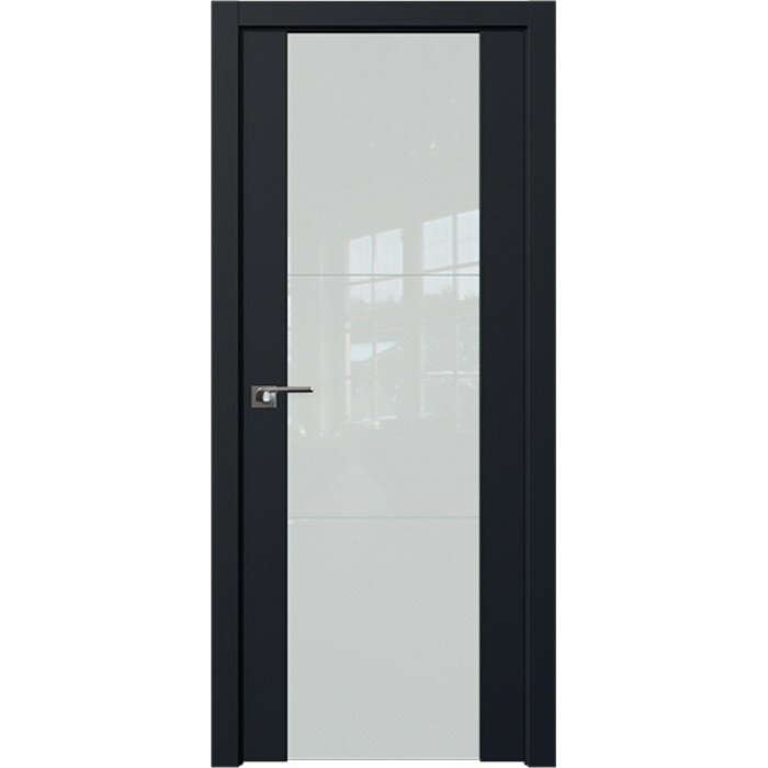 Дверь Межкомнатная деревянная, Профиль Дорс 22U Черный матовый - стеклянная