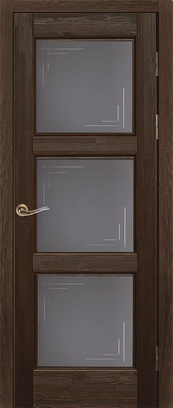 Дверь Ока массив сосны модель Турин Цвет:Орех Остекление:Графит