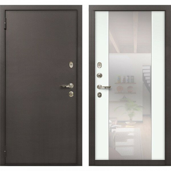 Двери Лекс производства г. Йошкар-Ола Входная металлическая дверь Лекс 1А с Зеркалом №61 Ясень белый