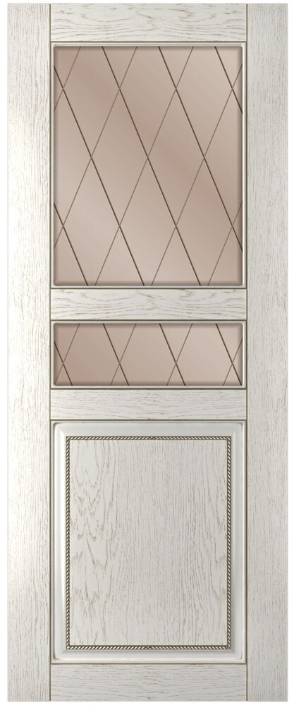 Межкомнатная дверь Стародуб серия 7 модель 74 капучино стекло сатинат бронза рис. решетка
