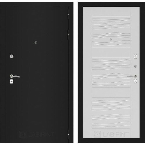 Входные двери лабиринт (labirint) Входная металлическая дверь Лабиринт Классик 6 (Шагрень черная / Белое дерево) двери Лабиринт (Labiint)