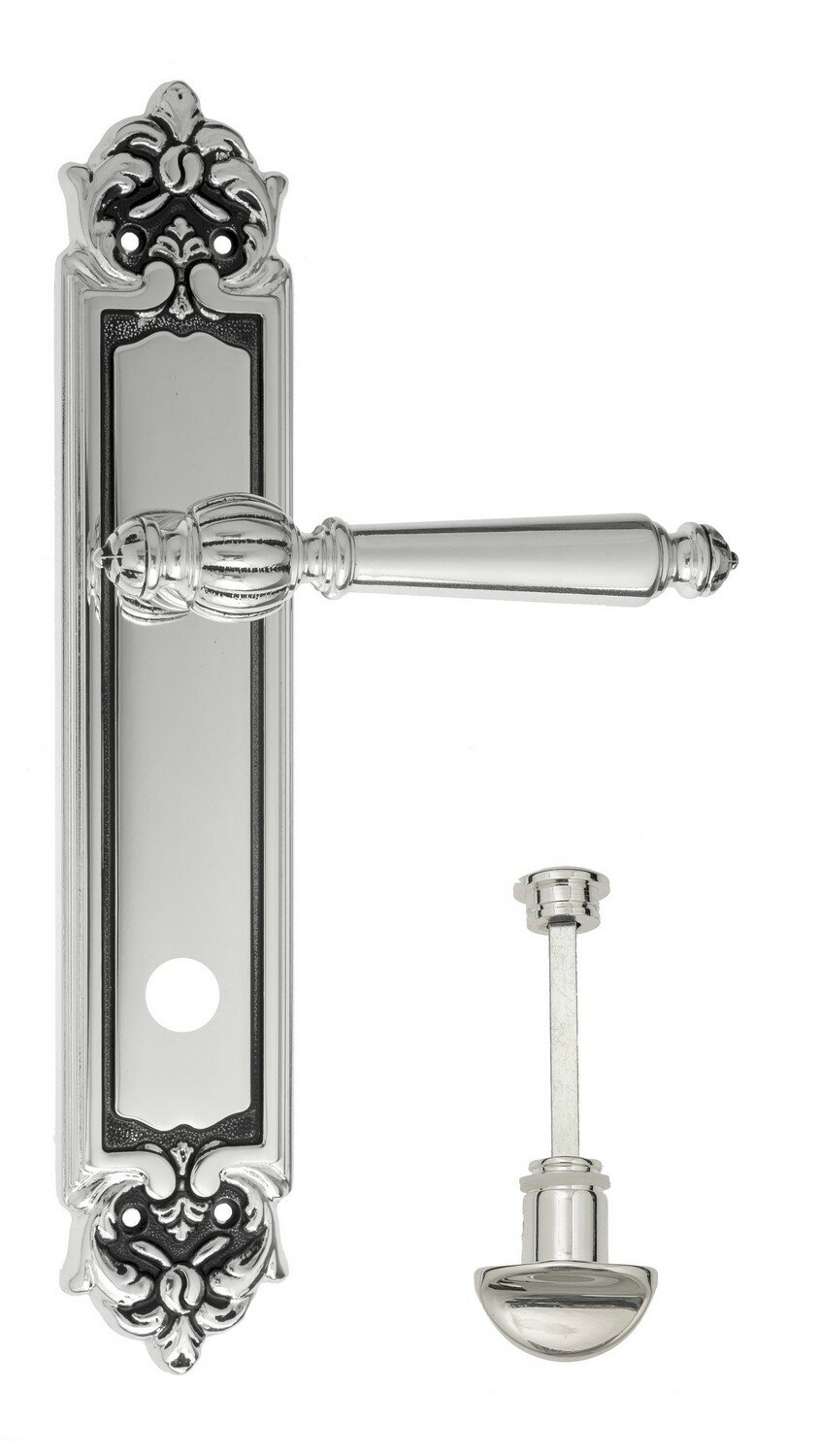 Дверная ручка Venezia quot;PELLESTRINAquot; WC-2 на планке PL96 натуральное серебро + черный
