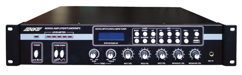 ABK PA-2312 Компактный радиоузел 70/100В 120Вт канал вход:5мик 1 AUX циф.AM/FM тюнер MP3 USB