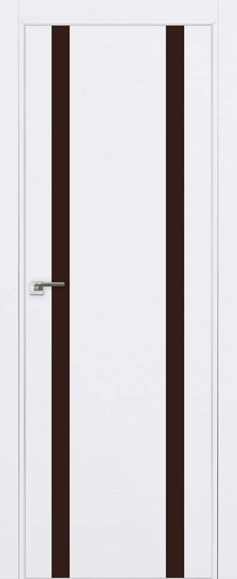 Двери ProfilDoors Серия Е модель 9Е Цвет:Аляска Остекление:Коричневый лак Тип:кромка матовый алюминий с 4х сторон