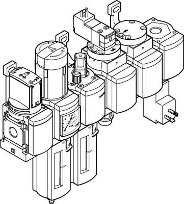 Блок подготовки воздуха, комбинация Festo MSB6N-1/2:C3J1M1D7A1F3-WP