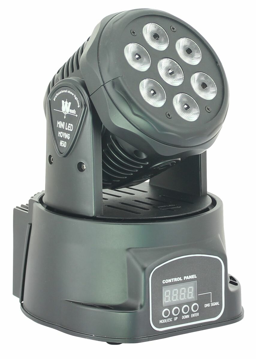 Nightsun SPB305B вращающаяся голова, WASH, 7 LED x 12W,DMX, авто, звуковая активация Master/slave