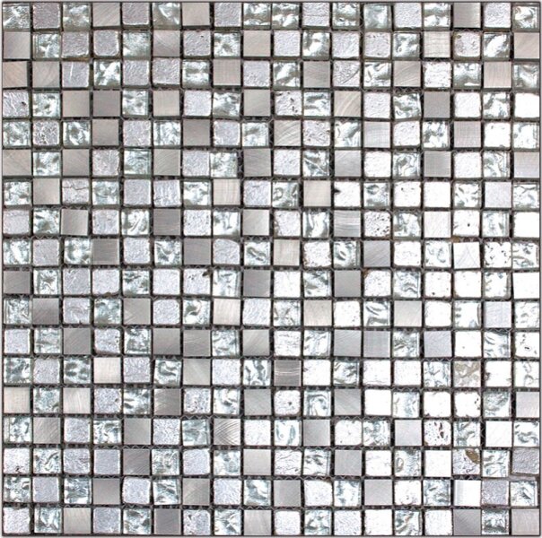Мозаика микс стеклянная и каменная Natural BDA-1588 Inka стек,мрам,агломерат,сереб,серый,микс,29.8x29.8