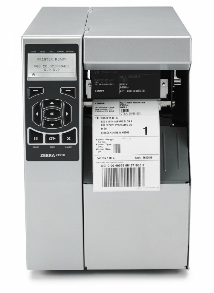 Термотрансферный принтер Zebra ZT510 203 DPI, USB, Ethernet, Bluetooth, Cutter, Mono, ZPL (ZT51042-T1E0000Z)