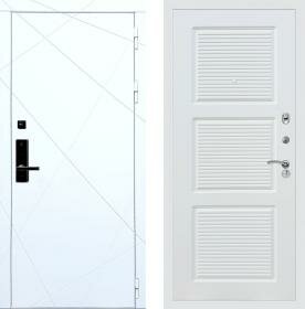 Дверь входная (стальная, металлическая) Баяр 1 ФЛ-291 Белый ФЛ-1 quot;Силк сноуquot; с биометрическим замком (электронный, отпирание по отпечатку пальца)