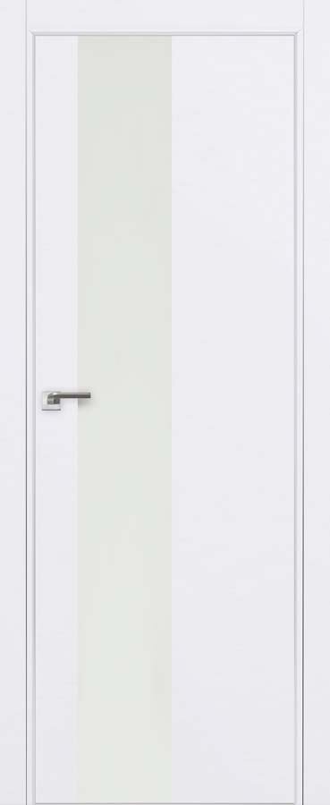 Двери ProfilDoors Серия Е модель 5Е Цвет:Аляска Остекление:Белый лак Тип:кромка матовый алюминий с 4х сторон