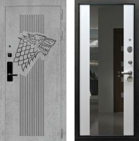 Дверь входная (стальная, металлическая) Баяр 1 quot;Волкquot; СБ-16 с зеркалом quot;Белый ясеньquot; с биометрическим замком (электронный, отпирание по отпечатку пальца)