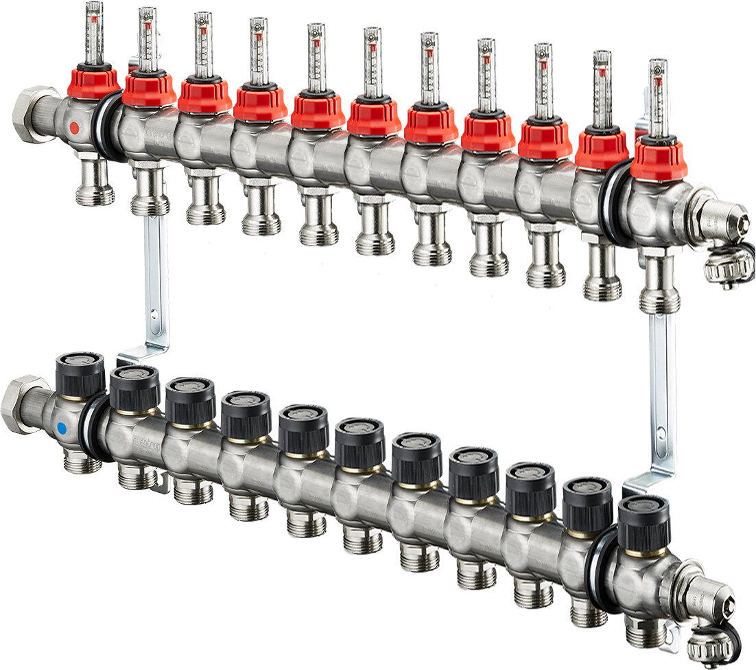 Коллектор Oventrop Multidis SF с ротаметрами, на 11 контуров
