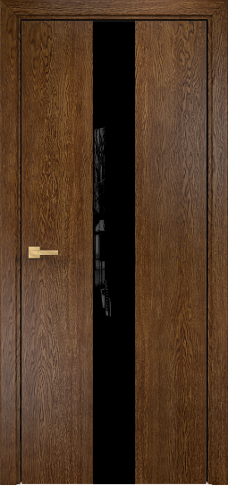 Дверь Оникс модель Соната Цвет:Каштан Остекление:Триплекс чёрный