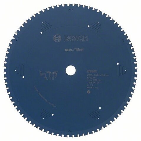 Пильный диск по стали Bosch 355 x 25,4 x 2,6 мм T80 Expert for Steel