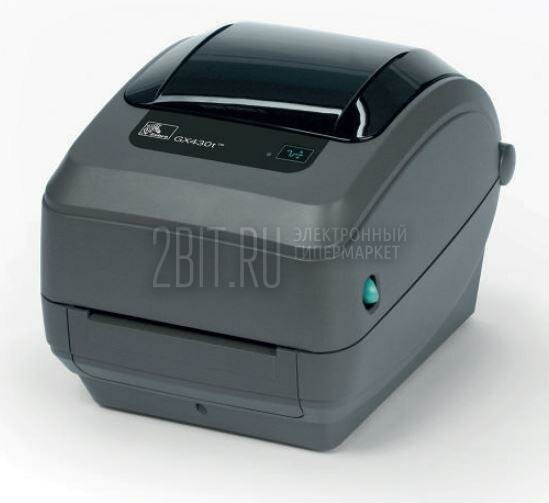 Zebra TT Printer GX430t; 300dpi, EU and UK Cords, EPL2, ZPL II, USB, Serial, Ethernet, Dispenser (Peeler)