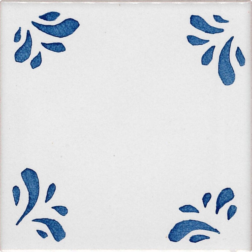 Майолика плитка Made a Mano Novecento CI NC/38 SM65 Blu Antico su fondo P/8 bianco puro ( м2)