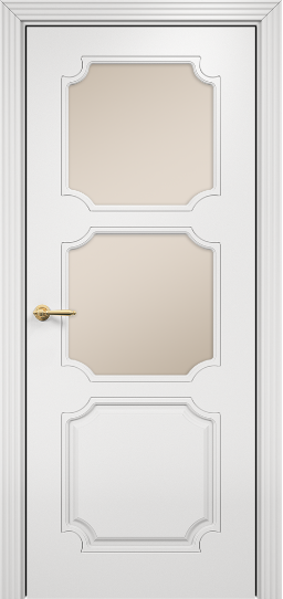 Дверь Оникс Валенсия фрезерованное Цвет:эмаль белая мдф Остекление:Сатинат бронза