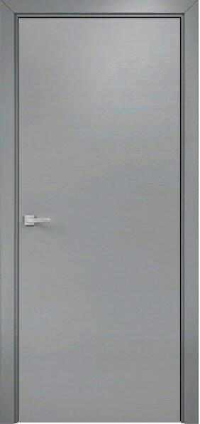 Дверь Гладкая горизонтальный шпон Цвет:эмаль по РАЛ 7040 по ясеню