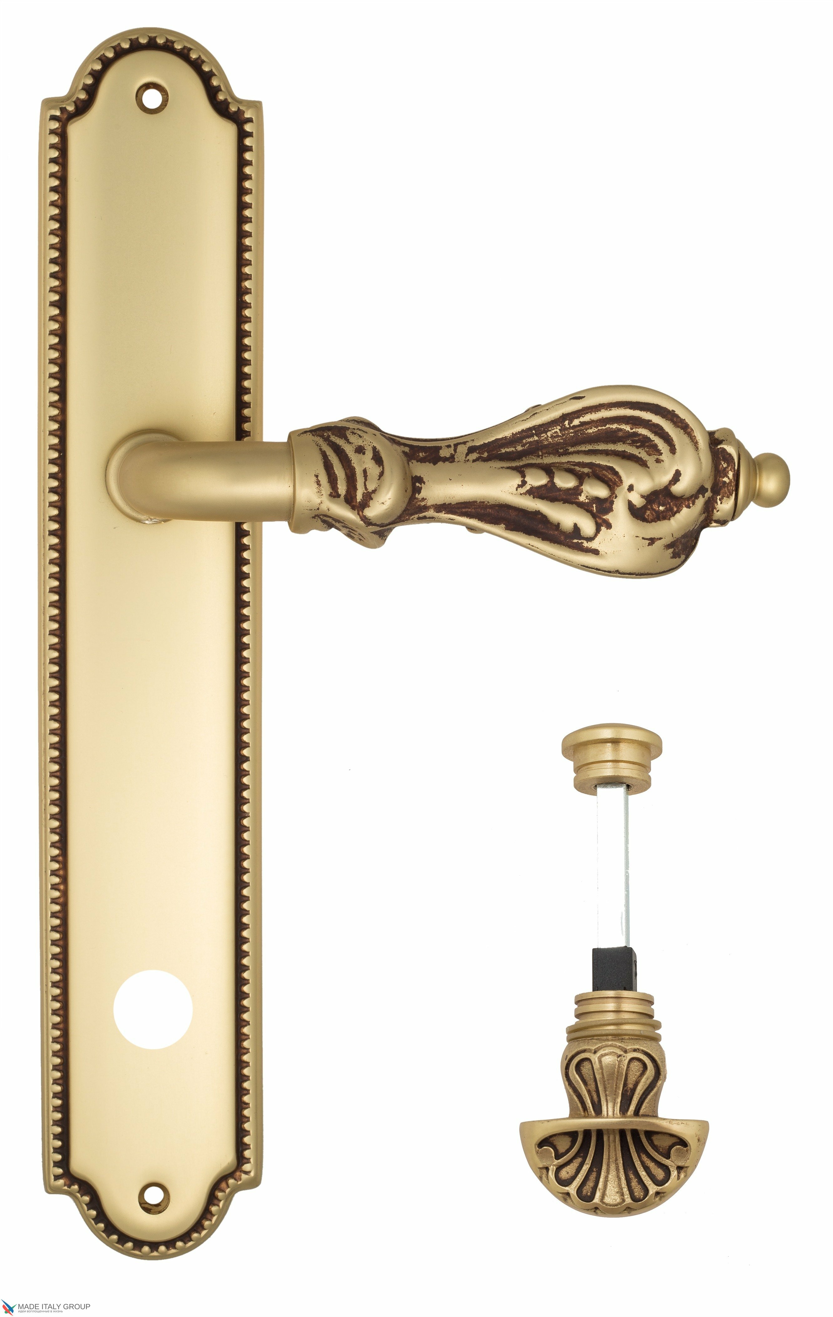 Дверная ручка Venezia quot;FLORENCEquot; WC-4 на планке PL98 французское золото + коричневый