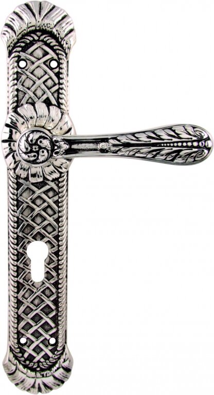 Ручка дверная Ручка дверная на планке под цилиндр Class 1150/1050 Agata Cyl Серебро 925 + Черный