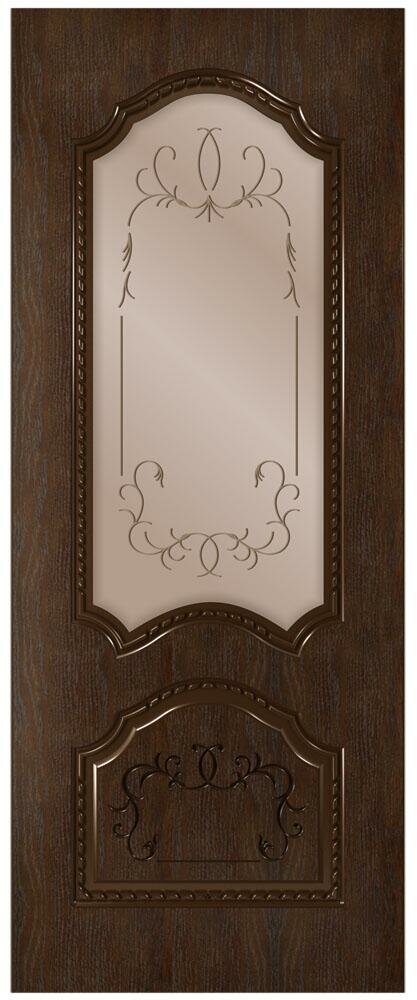 Межкомнатная дверь Стародуб серия 7 модель 75 каштан стекло сатинат бронза рис. 1