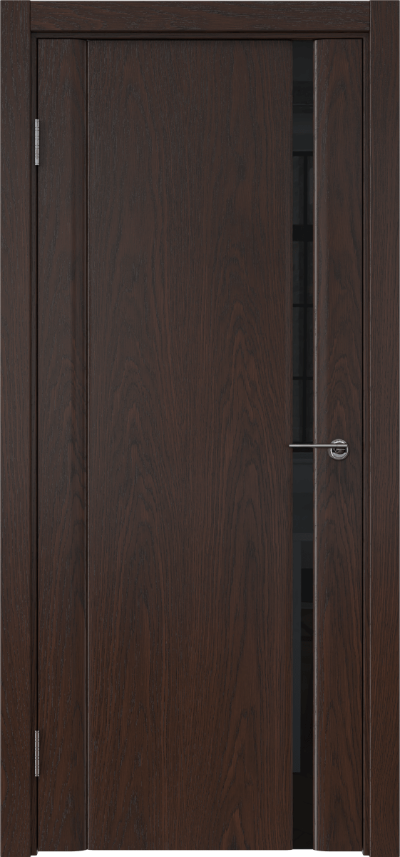 Комплект двери с коробкой GM015 (шпон дуб коньяк, стекло триплекс черный)