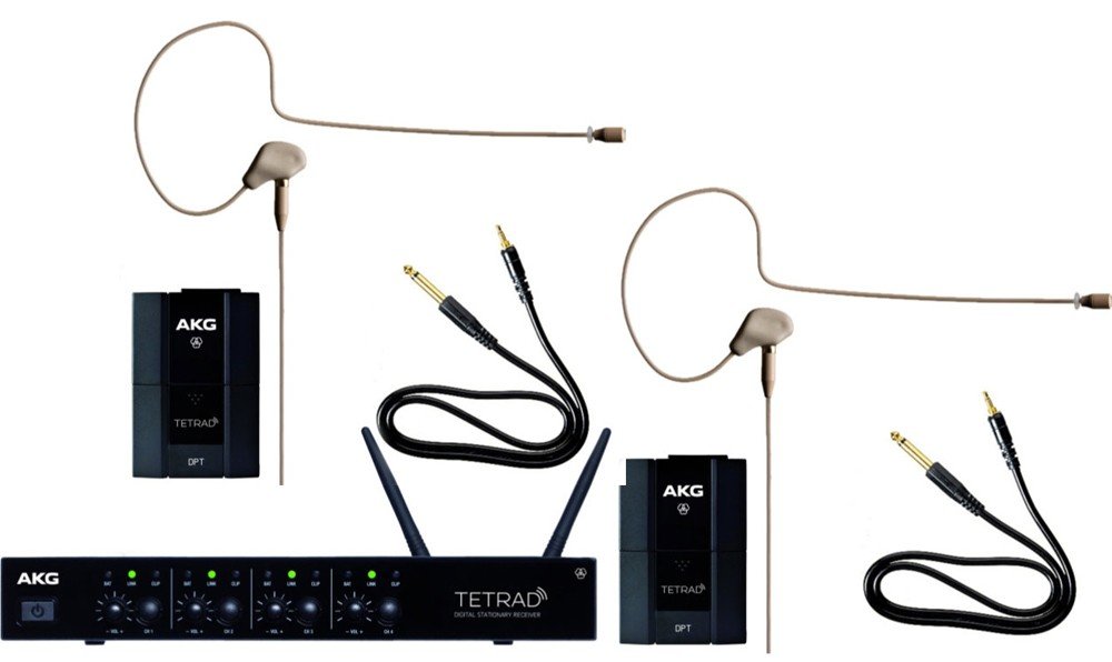 AKG DMS TETRAD PERFORMER SET 4/2 цифровая радиосистема: 1 четырёхканальный приёмник DSR Tetrad, 2 поясных передатчика DPT TETRAD, 2 микрофона C111 LP