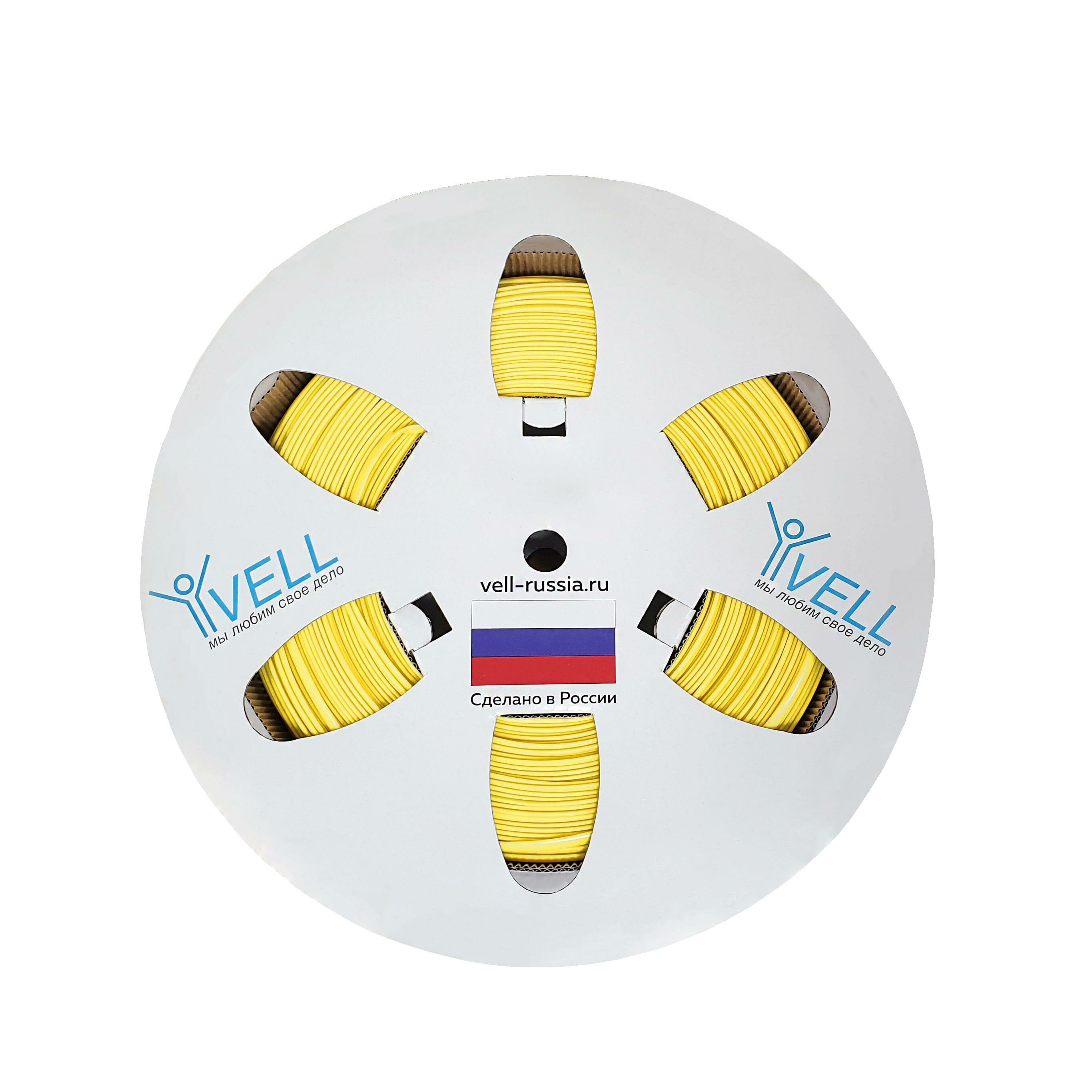 Профиль ПВХ овальный Vell YL-025 для маркировки проводов, Ø 2,5 мм, 200 метров, желтый, премиум материал (самозатухающий...