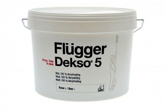 Краска Flugger Dekso 5 износостойкая для стен и потолков (Base 4,9,1 л.)