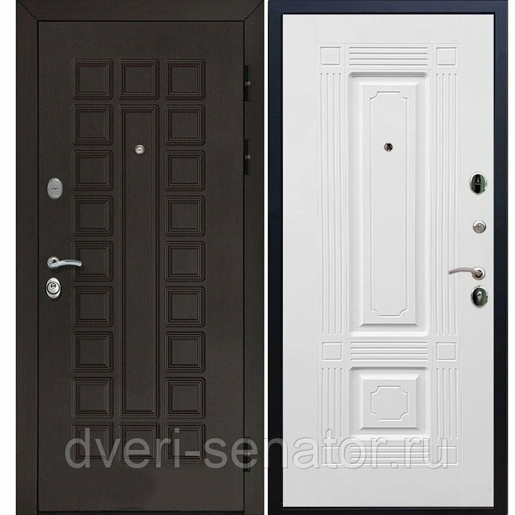 Senator цвет Венге / ФЛ-2 Белый силк сноу входные стальные двери в квартиру