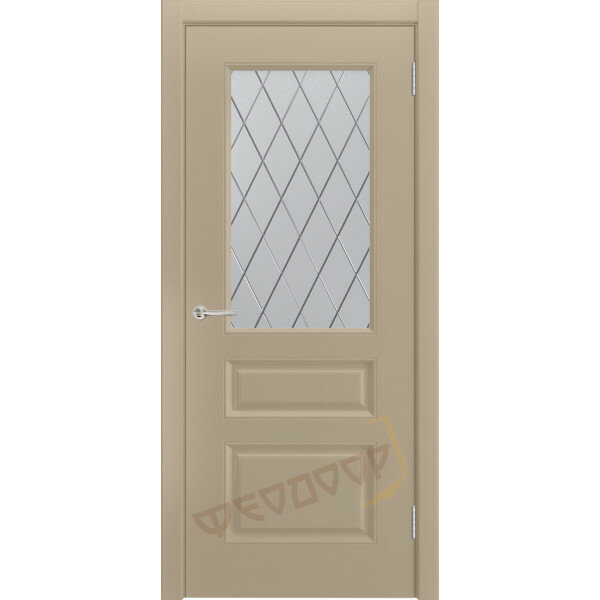 Межкомнатная дверь ФМ-П01 эмаль мокко 1019, стекло гр. ромб